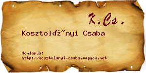 Kosztolányi Csaba névjegykártya